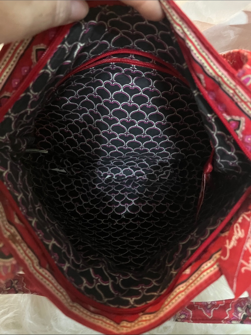Vera Bradley Red Quilted Printed Tote - Picture 3 of 5